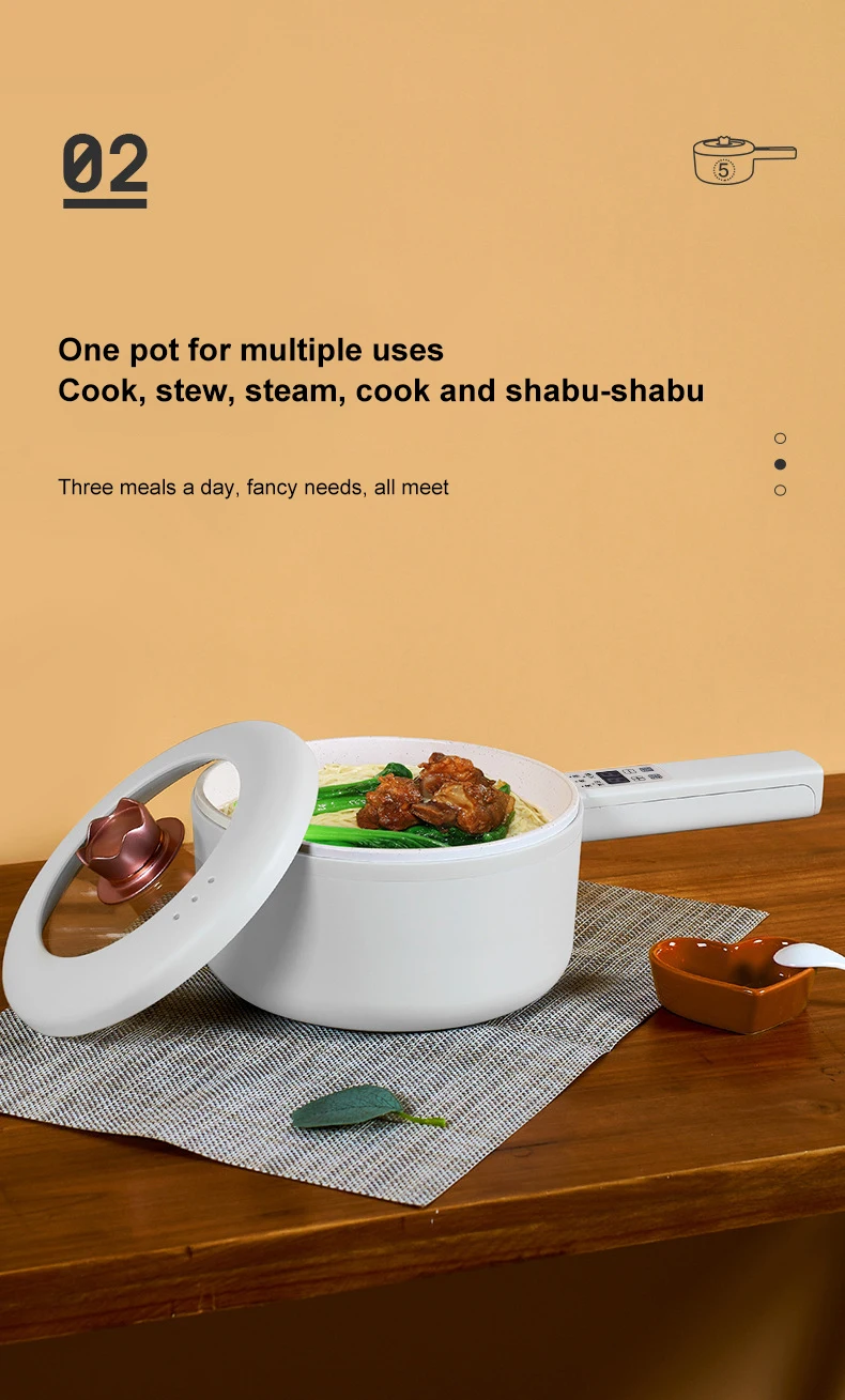 URINGO 1.6/2L Electric Hot Pot Five-speed Adjustable Multi-function Electric Cooker Non Stick Pan Frying Household Dormitory