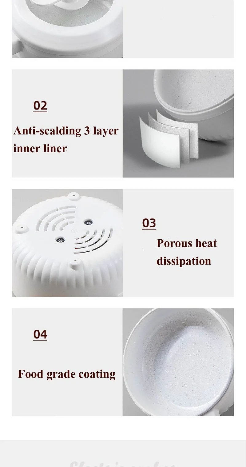 600W Household Electric Cooker Dormitory Low Power Breakfast Machine Multi-function Pot Non-stick Frying Pan Warming Pan 1.6L