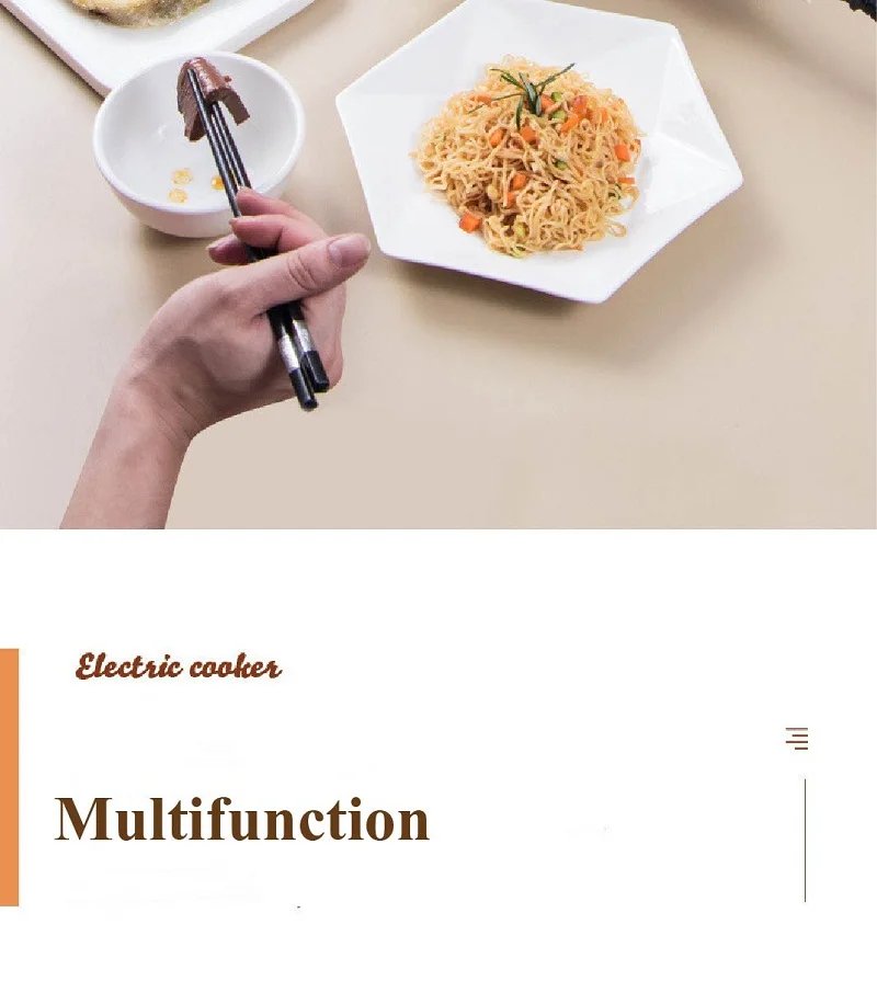 600W Household Electric Cooker Dormitory Low Power Breakfast Machine Multi-function Pot Non-stick Frying Pan Warming Pan 1.6L