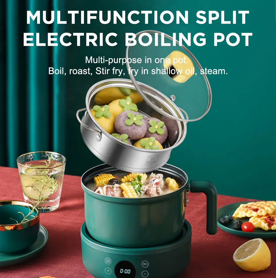 1.8L Multi-Function Electric Cooker Household Split Small Pot Stir Fry Cooker Hot Pot Noodles Fried Egg Steak Frying Pan 220V 1.8L Multi-Function Electric Cooker Household Split Small Pot Stir Fry Cooker Hot Pot Noodles Fried Egg Steak Frying Pan 220V