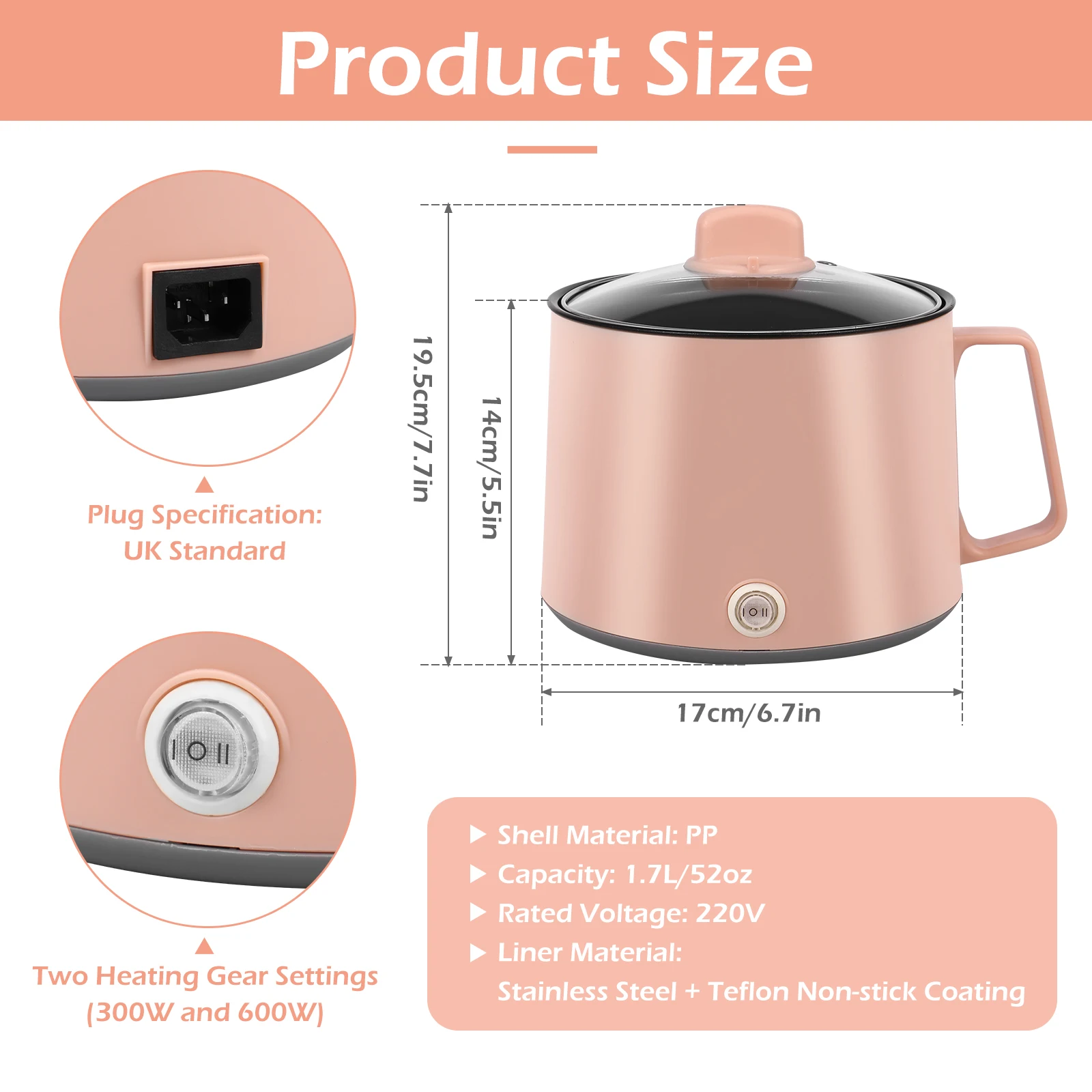 Mini Electric Cooker Non-stick Cooking 1-2 People Household Electric Cooking Machine Multifunction for Noodles Porridge Soup