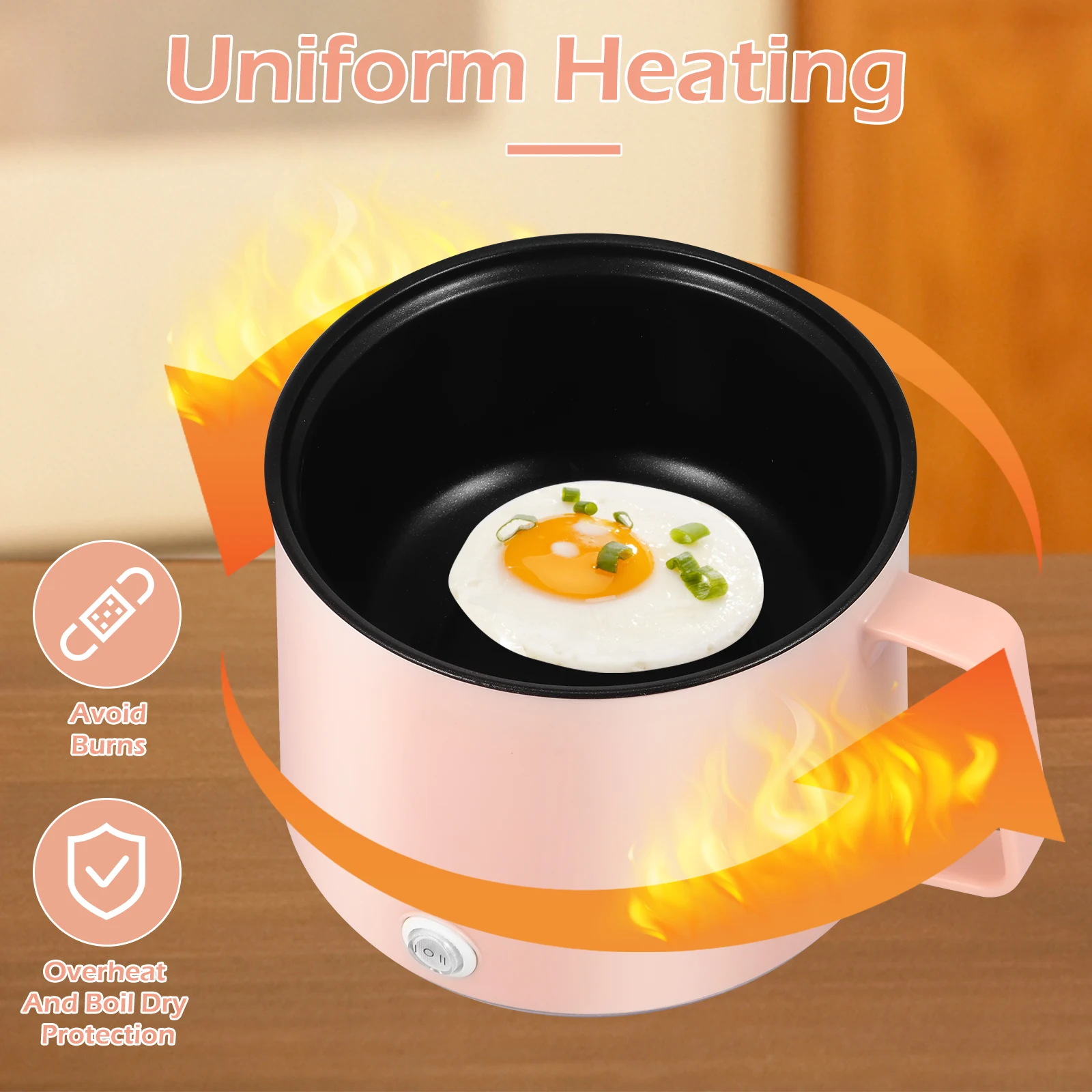 Mini Electric Cooker Non-stick Cooking 1-2 People Household Electric Cooking Machine Multifunction for Noodles Porridge Soup
