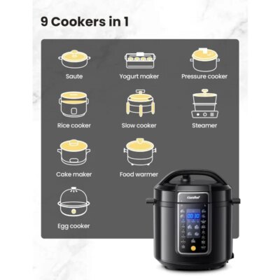 COMFEE’ 9-in-1 Electric Pressure Cooker, 6 Qt Instant Multi Cooker Olla de Presion Slow Cooker Rice Cooker Steamer Non-Stick Pot - Image 2