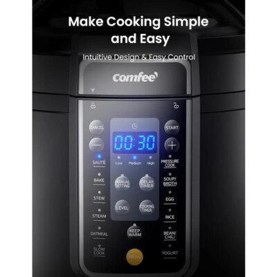 COMFEE’ 9-in-1 Electric Pressure Cooker, 6 Qt Instant Multi Cooker Olla de Presion Slow Cooker Rice Cooker Steamer Non-Stick Pot - Image 5