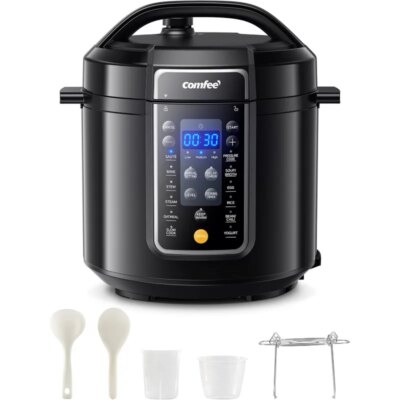 COMFEE’ 9-in-1 Electric Pressure Cooker, 6 Qt Instant Multi Cooker Olla de Presion Slow Cooker Rice Cooker Steamer Non-Stick Pot