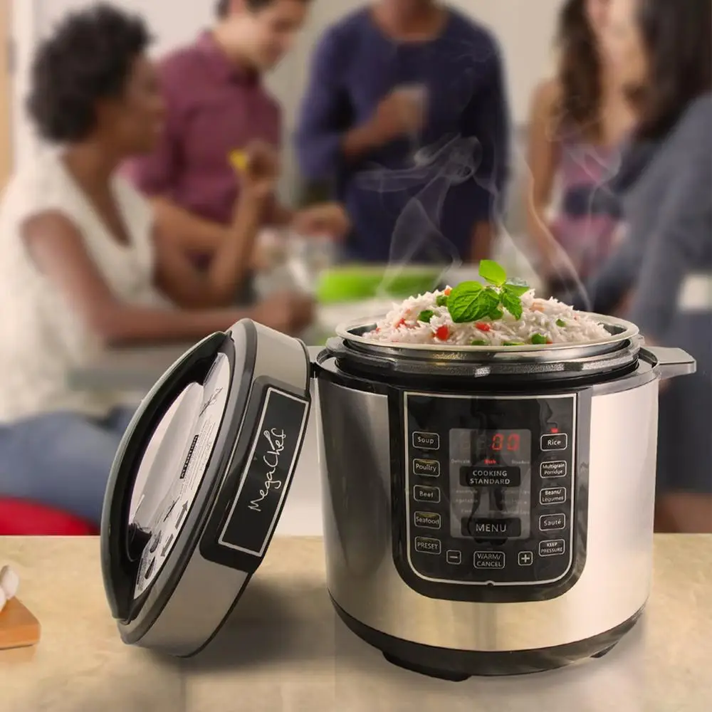 Megachef 6 Quart Pressure Cooker with 14 Pre-set Multi Function Features Megachef 6 Quart Pressure Cooker with 14 Pre-set Multi Function Features