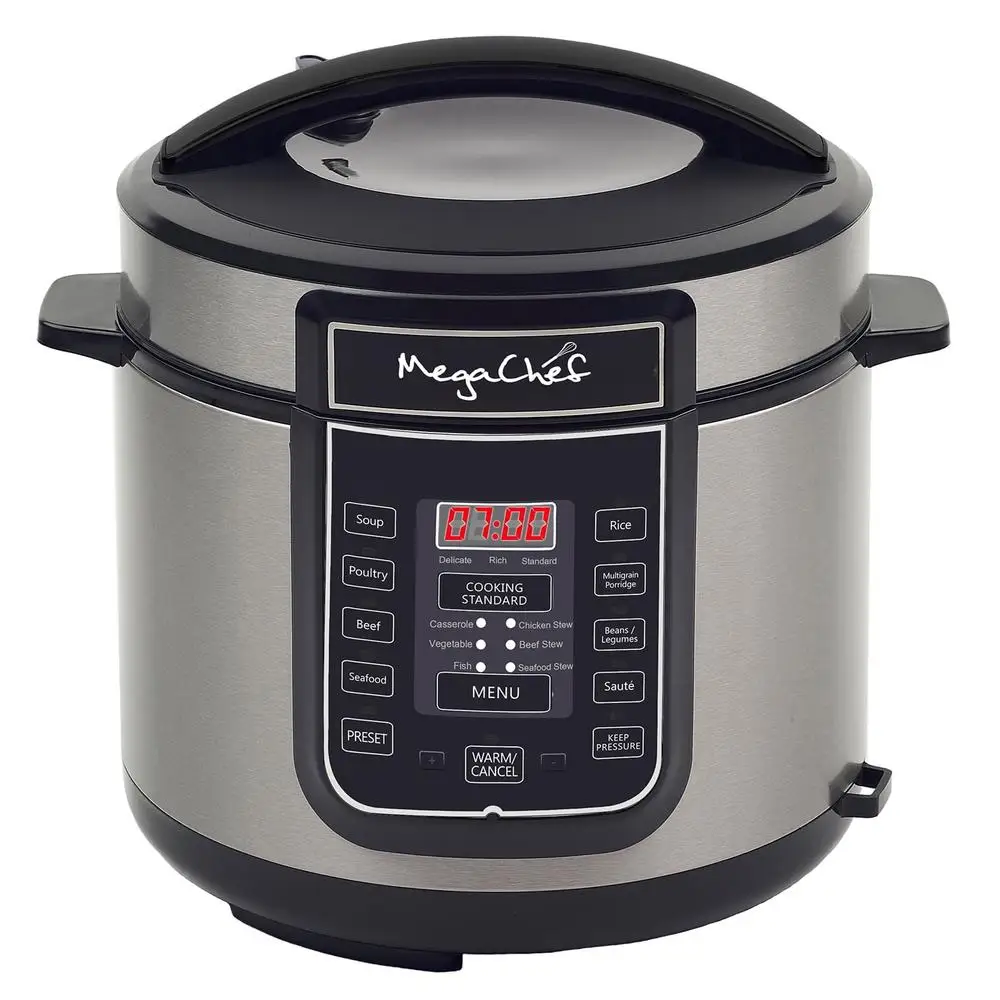 Megachef 6 Quart Pressure Cooker with 14 Pre-set Multi Function Features Megachef 6 Quart Pressure Cooker with 14 Pre-set Multi Function Features