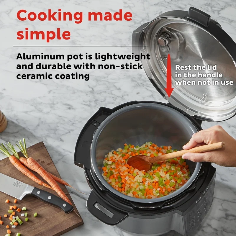 8qt Pressure Cooker Multi-Cooker 7-in-1 Cooking Functions Non-Stick Ceramic Pot Dishwasher Safe Easy Clean Batch Cooking Family 8qt Pressure Cooker Multi-Cooker 7-in-1 Cooking Functions Non-Stick Ceramic Pot Dishwasher Safe Easy Clean Batch Cooking Family