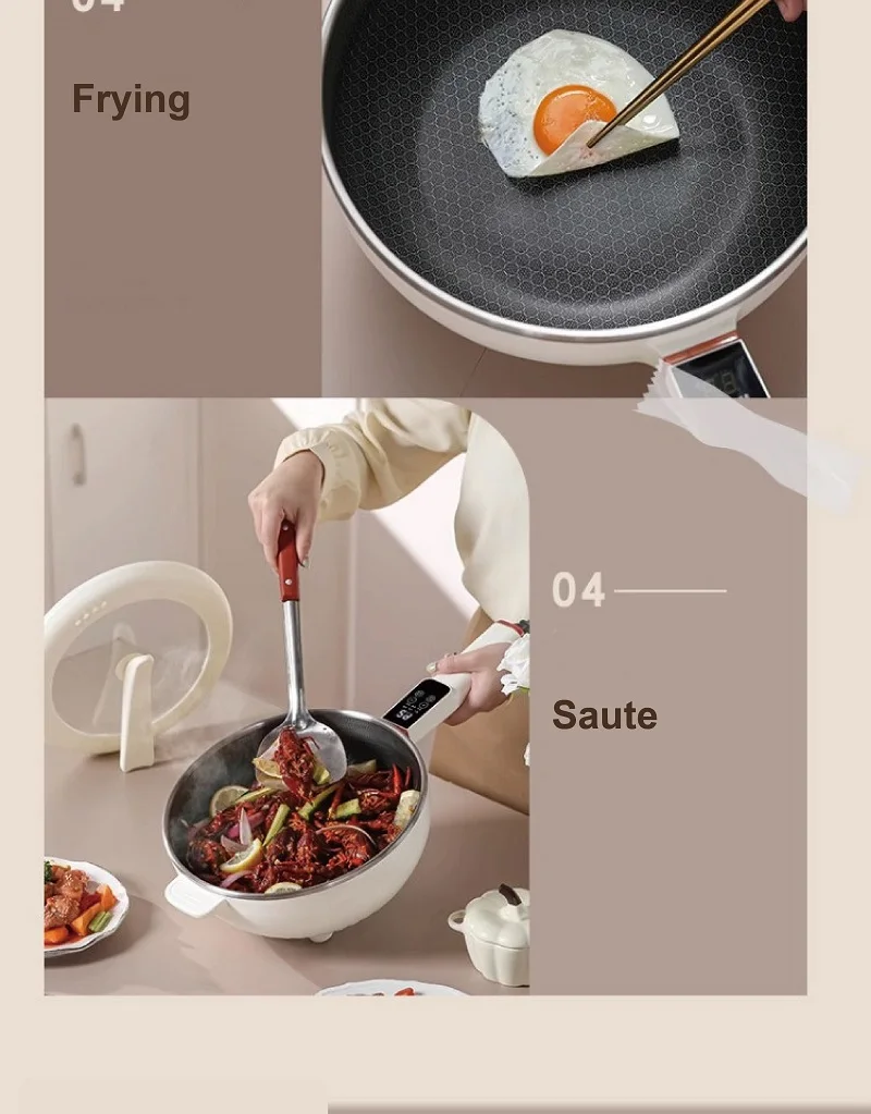 4.5L Smart Electric Cooker Home Non-stick Fry Pan Multifunction Pot Large Capacity Electric Hot Pot Kitchen Appliance 220V 4.5L Smart Electric Cooker Home Non-stick Fry Pan Multifunction Pot Large Capacity Electric Hot Pot Kitchen Appliance 220V