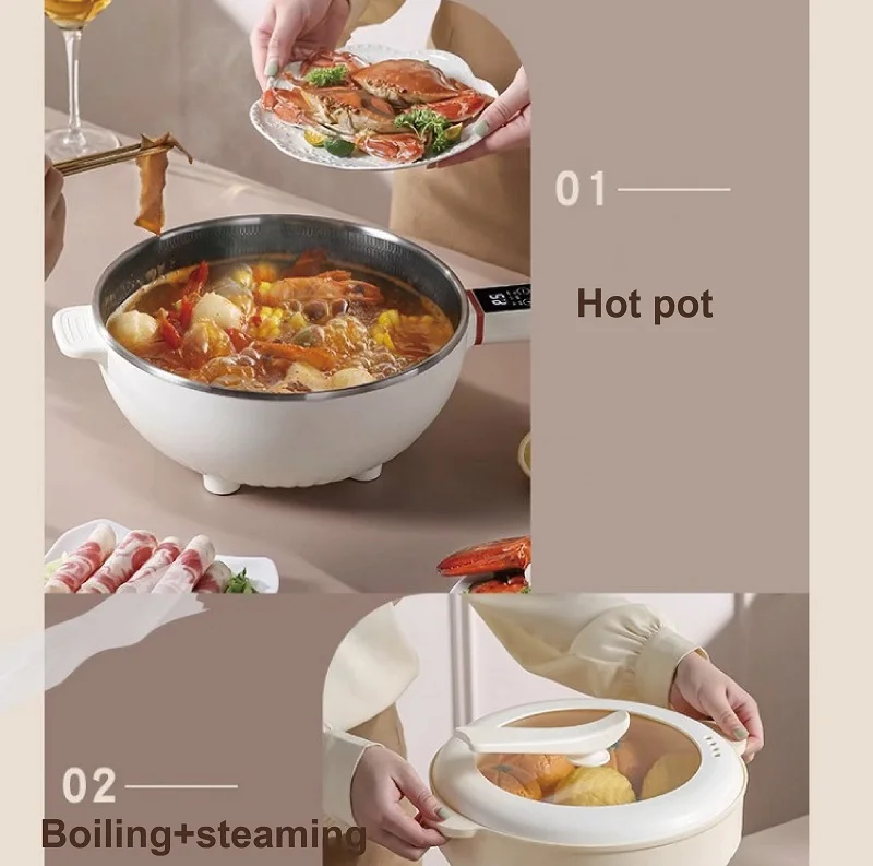 4.5L Smart Electric Cooker Home Non-stick Fry Pan Multifunction Pot Large Capacity Electric Hot Pot Kitchen Appliance 220V 4.5L Smart Electric Cooker Home Non-stick Fry Pan Multifunction Pot Large Capacity Electric Hot Pot Kitchen Appliance 220V