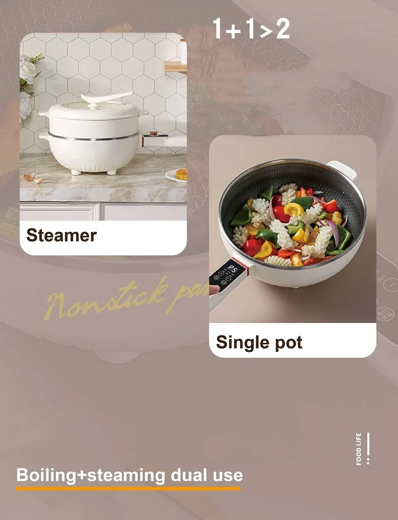 4.5L Smart Electric Cooker Home Non-stick Fry Pan Multifunction Pot Large Capacity Electric Hot Pot Kitchen Appliance 220V 4.5L Smart Electric Cooker Home Non-stick Fry Pan Multifunction Pot Large Capacity Electric Hot Pot Kitchen Appliance 220V