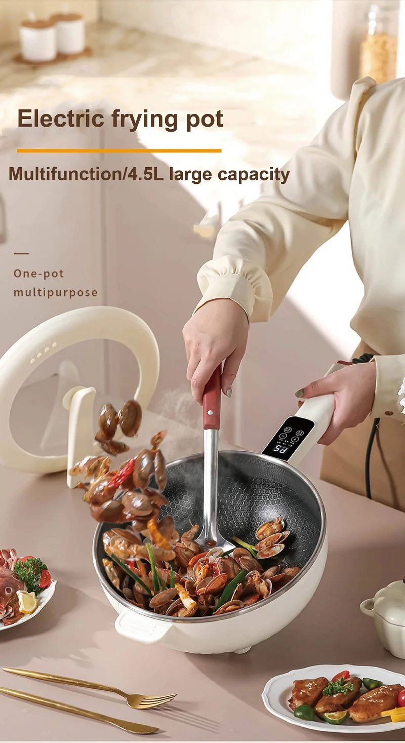 4.5L Smart Electric Cooker Home Non-stick Fry Pan Multifunction Pot Large Capacity Electric Hot Pot Kitchen Appliance 220V 4.5L Smart Electric Cooker Home Non-stick Fry Pan Multifunction Pot Large Capacity Electric Hot Pot Kitchen Appliance 220V