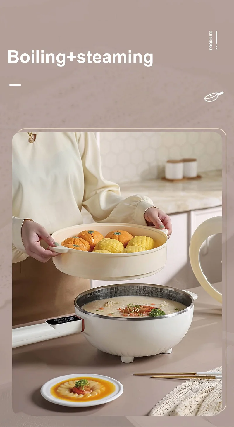 4.5L Smart Electric Cooker Home Non-stick Fry Pan Multifunction Pot Large Capacity Electric Hot Pot Kitchen Appliance 220V 4.5L Smart Electric Cooker Home Non-stick Fry Pan Multifunction Pot Large Capacity Electric Hot Pot Kitchen Appliance 220V