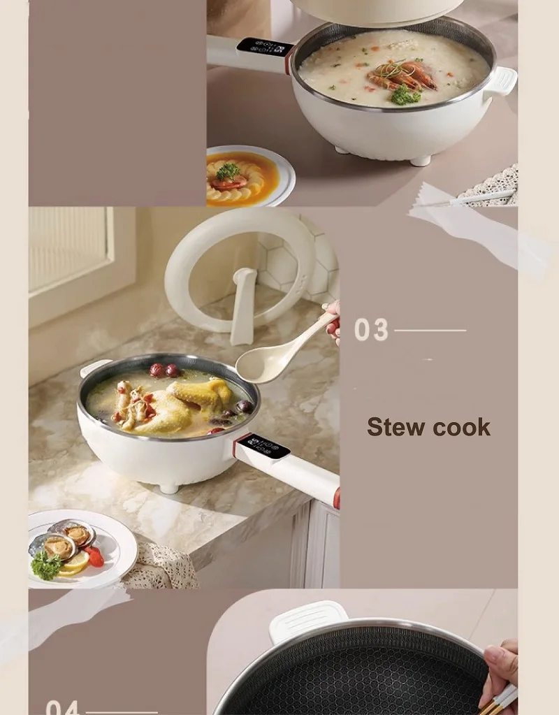4.5L Smart Electric Cooker Home Non-stick Fry Pan Multifunction Pot Large Capacity Electric Hot Pot Kitchen Appliance 220V 4.5L Smart Electric Cooker Home Non-stick Fry Pan Multifunction Pot Large Capacity Electric Hot Pot Kitchen Appliance 220V