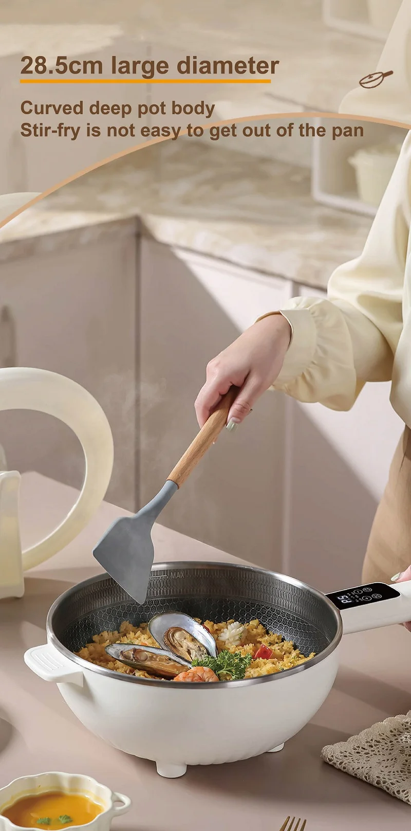 4.5L Smart Electric Cooker Home Non-stick Fry Pan Multifunction Pot Large Capacity Electric Hot Pot Kitchen Appliance 220V 4.5L Smart Electric Cooker Home Non-stick Fry Pan Multifunction Pot Large Capacity Electric Hot Pot Kitchen Appliance 220V