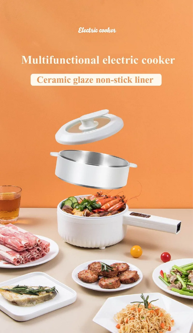 1.6L 2.2L Electric Cooker Student Pot Multifunction Household Pot Ceramic Glaze Non Stick Cooker Rice Cooker Kitchen Tool 220V 1.6L 2.2L Electric Cooker Student Pot Multifunction Household Pot Ceramic Glaze Non Stick Cooker Rice Cooker Kitchen Tool 220V