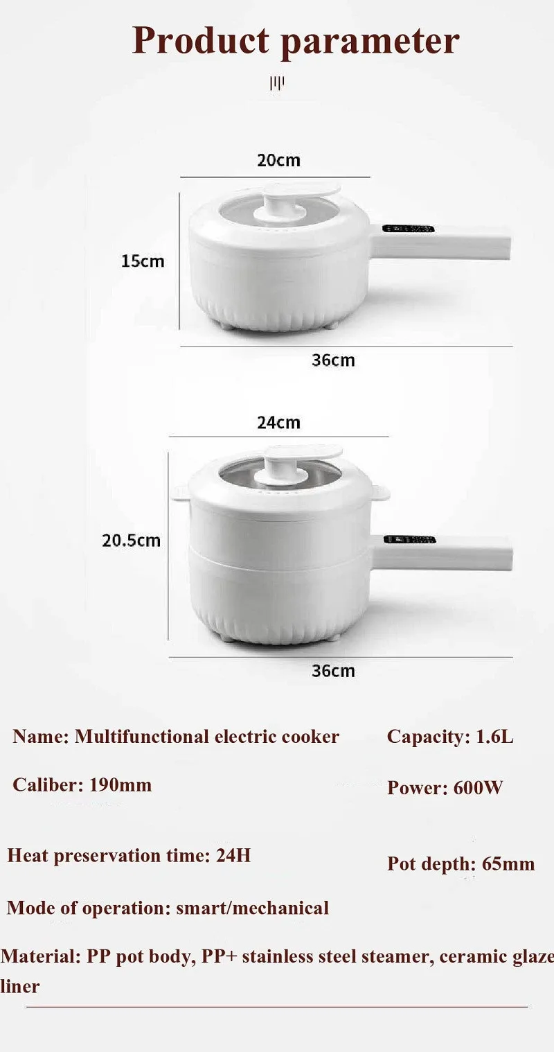 1.6L 2.2L Electric Cooker Student Pot Multifunction Household Pot Ceramic Glaze Non Stick Cooker Rice Cooker Kitchen Tool 220V 1.6L 2.2L Electric Cooker Student Pot Multifunction Household Pot Ceramic Glaze Non Stick Cooker Rice Cooker Kitchen Tool 220V