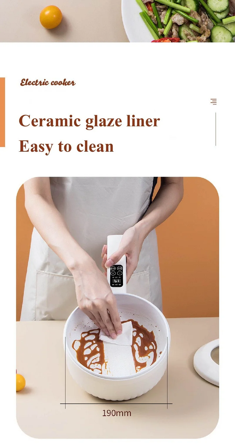 1.6L 2.2L Electric Cooker Student Pot Multifunction Household Pot Ceramic Glaze Non Stick Cooker Rice Cooker Kitchen Tool 220V 1.6L 2.2L Electric Cooker Student Pot Multifunction Household Pot Ceramic Glaze Non Stick Cooker Rice Cooker Kitchen Tool 220V
