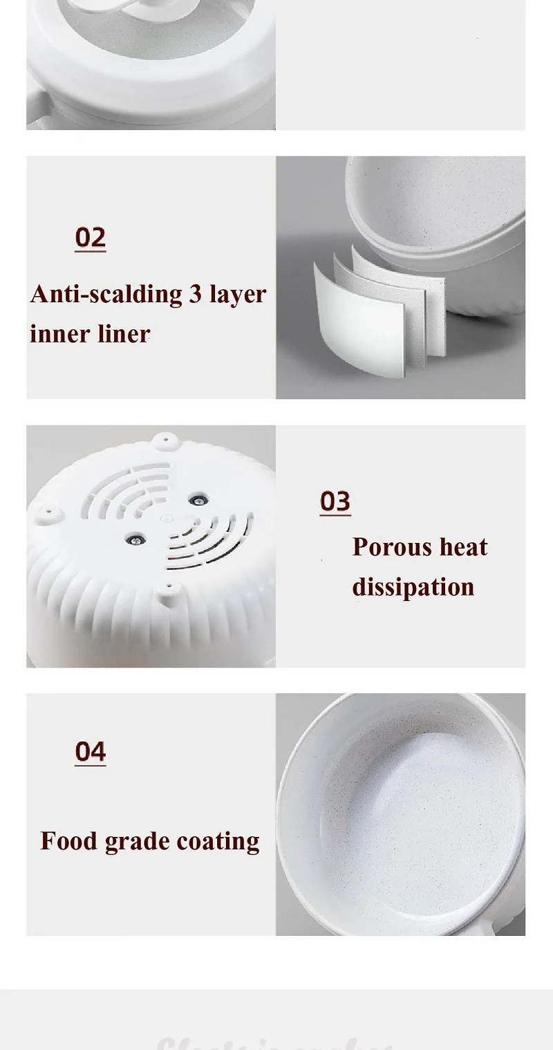 1.6L 2.2L Electric Cooker Student Pot Multifunction Household Pot Ceramic Glaze Non Stick Cooker Rice Cooker Kitchen Tool 220V 1.6L 2.2L Electric Cooker Student Pot Multifunction Household Pot Ceramic Glaze Non Stick Cooker Rice Cooker Kitchen Tool 220V