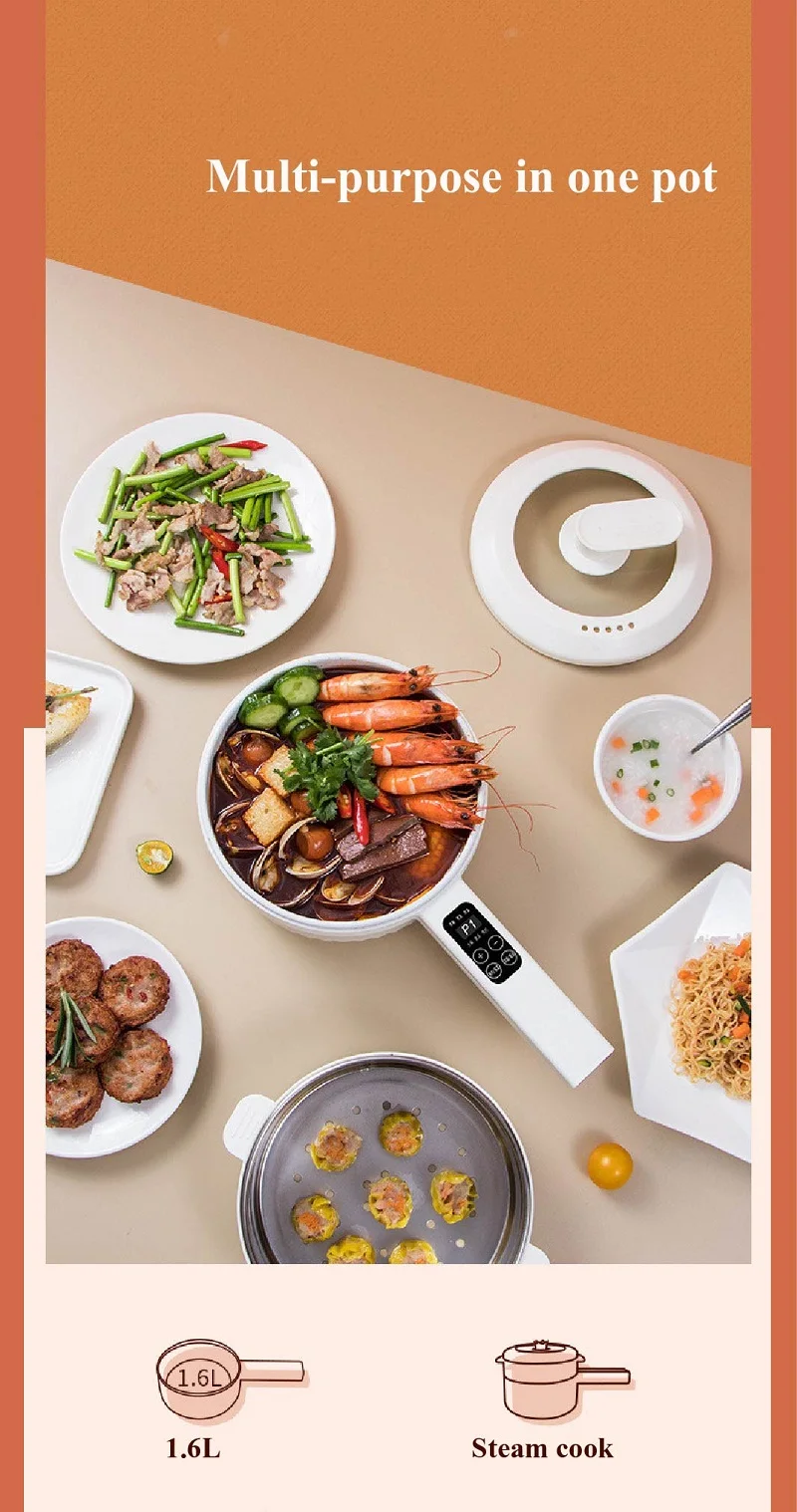 1.6L 2.2L Electric Cooker Student Pot Multifunction Household Pot Ceramic Glaze Non Stick Cooker Rice Cooker Kitchen Tool 220V 1.6L 2.2L Electric Cooker Student Pot Multifunction Household Pot Ceramic Glaze Non Stick Cooker Rice Cooker Kitchen Tool 220V