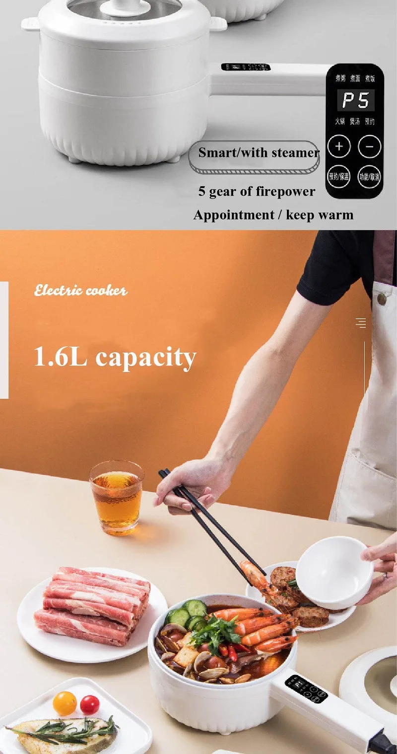 1.6L 2.2L Electric Cooker Student Pot Multifunction Household Pot Ceramic Glaze Non Stick Cooker Rice Cooker Kitchen Tool 220V 1.6L 2.2L Electric Cooker Student Pot Multifunction Household Pot Ceramic Glaze Non Stick Cooker Rice Cooker Kitchen Tool 220V