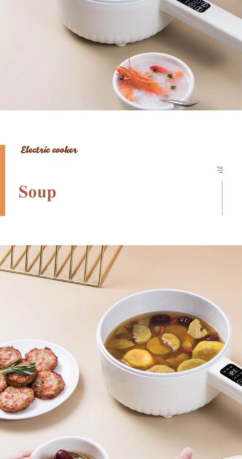 1.6L 2.2L Electric Cooker Student Pot Multifunction Household Pot Ceramic Glaze Non Stick Cooker Rice Cooker Kitchen Tool 220V 1.6L 2.2L Electric Cooker Student Pot Multifunction Household Pot Ceramic Glaze Non Stick Cooker Rice Cooker Kitchen Tool 220V