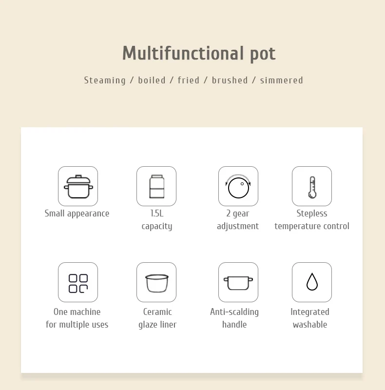 Mini Multi-function Cookers Electric Cooking Boiling Pot Electric Heat Pan Dormitory Household 1-2 People Electric Rice Cookers