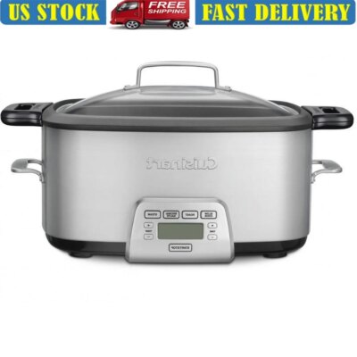 7 Quart Multi Cooker Slow Cook Roast Sauté Steam Non-Stick Digital Display Dishwasher Safe Timer Cooking Pot with Glass Lid