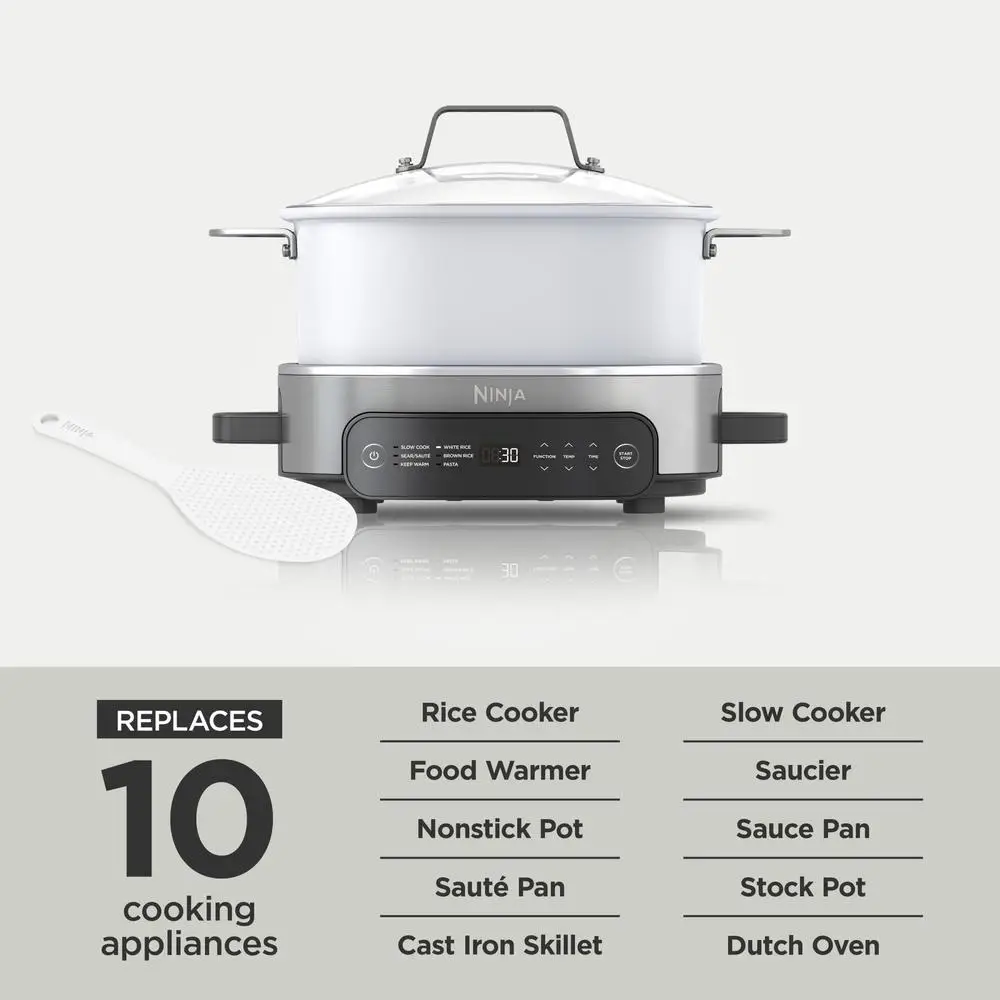 Foodi MC1100 6.5 Qt Multi Cooker Stainless Steel 6-in-1 Slow Sear Saute Rice Pasta Roast Capacity 30% Faster Family-Sized One