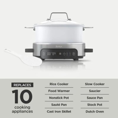 Foodi MC1100 6.5 Qt Multi Cooker Stainless Steel 6-in-1 Slow Sear Saute Rice Pasta Roast Capacity 30% Faster Family-Sized One - Image 3