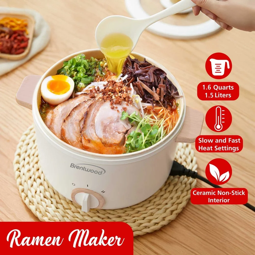 Electric Hot Pot Cooker 1.6Qt Multi-Function Food Steamer Non-Stick Deep Frying Pot Vented Lid Cool-Touch Handles Auto Shutoff Electric Hot Pot Cooker 1.6Qt Multi-Function Food Steamer Non-Stick Deep Frying Pot Vented Lid Cool-Touch Handles Auto Shutoff
