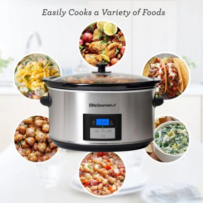 8.5Qt Stainless Steel Digital Slow Cooker Programmable Timer Multi-Function Easy to Clean Large Capacity Tempered Glass Lid Even - Image 5