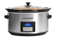 8.5Qt Stainless Steel Digital Slow Cooker Programmable Timer Multi-Function Easy to Clean Large Capacity Tempered Glass Lid Even