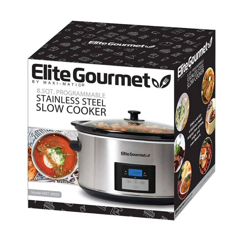 8.5Qt Stainless Steel Digital Slow Cooker Programmable Timer Multi-Function Easy to Clean Large Capacity Tempered Glass Lid Even 8.5Qt Stainless Steel Digital Slow Cooker Programmable Timer Multi-Function Easy to Clean Large Capacity Tempered Glass Lid Even