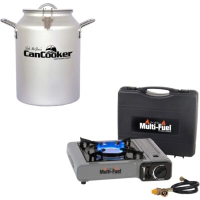 CanCooker 4 Gallon Convection Steam Cooker & Portable Multi-Fuel Single Burner w/ Convenient Case, Perfect for Feeding 20 People