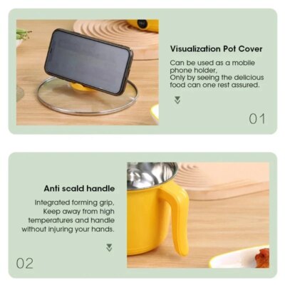 1.8l Multifunctional Cooker Hot Pot Multifunctional Student Dormitory Electric Electric Cooking Noodles Home Pot Stainless Steel - Image 3