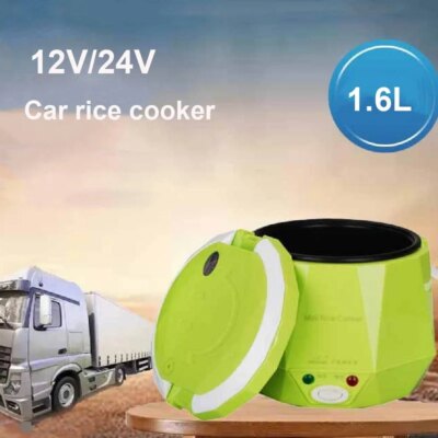 1.6L Mini Rice Cooker Heating Lunch Box Portable Constant Temperature Food Steamer Multifunction Pot For Car Truck 12/24V