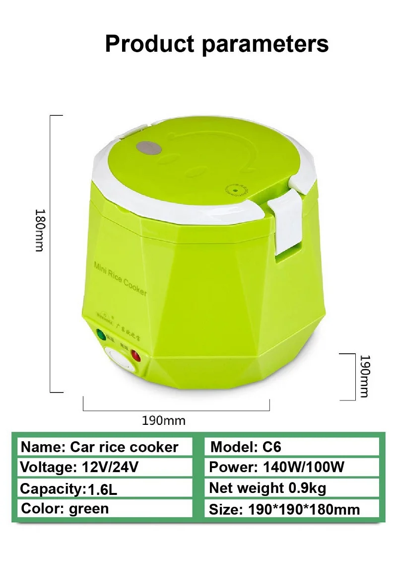 1.6L Mini Rice Cooker Heating Lunch Box Portable Constant Temperature Food Steamer Multifunction Pot For Car Truck 12/24V 1.6L Mini Rice Cooker Heating Lunch Box Portable Constant Temperature Food Steamer Multifunction Pot For Car Truck 12/24V