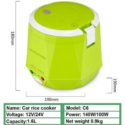 1.6L Mini Rice Cooker Heating Lunch Box Portable Constant Temperature Food Steamer Multifunction Pot For Car Truck 12/24V - Image 6