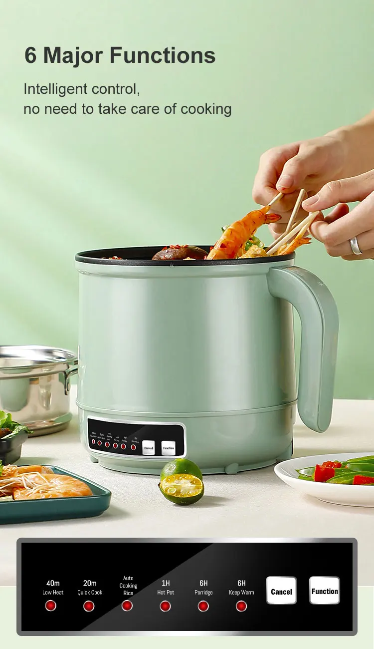 Mini Multifunction Electric Cooking Machine 1.7L Single/Double Layer Hot Pot Intelligent Electric Rice Cooker Non-stick Pan Pots
