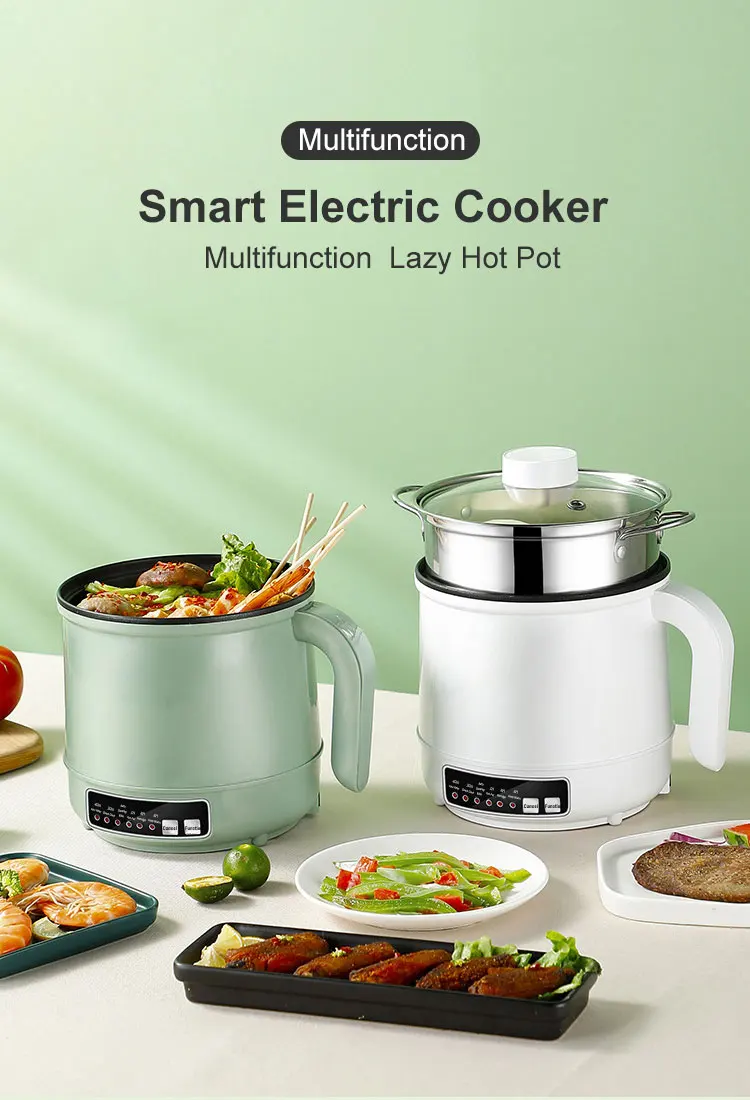Mini Multifunction Electric Cooking Machine 1.7L Single/Double Layer Hot Pot Intelligent Electric Rice Cooker Non-stick Pan Pots