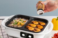 2 in 1 Non-Stick Shabu Pot and Griddle Multi Cookers BBQ Shabu Shabu Pot with Grill, Steaks, Ramen& Noodles,electric cooking pot
