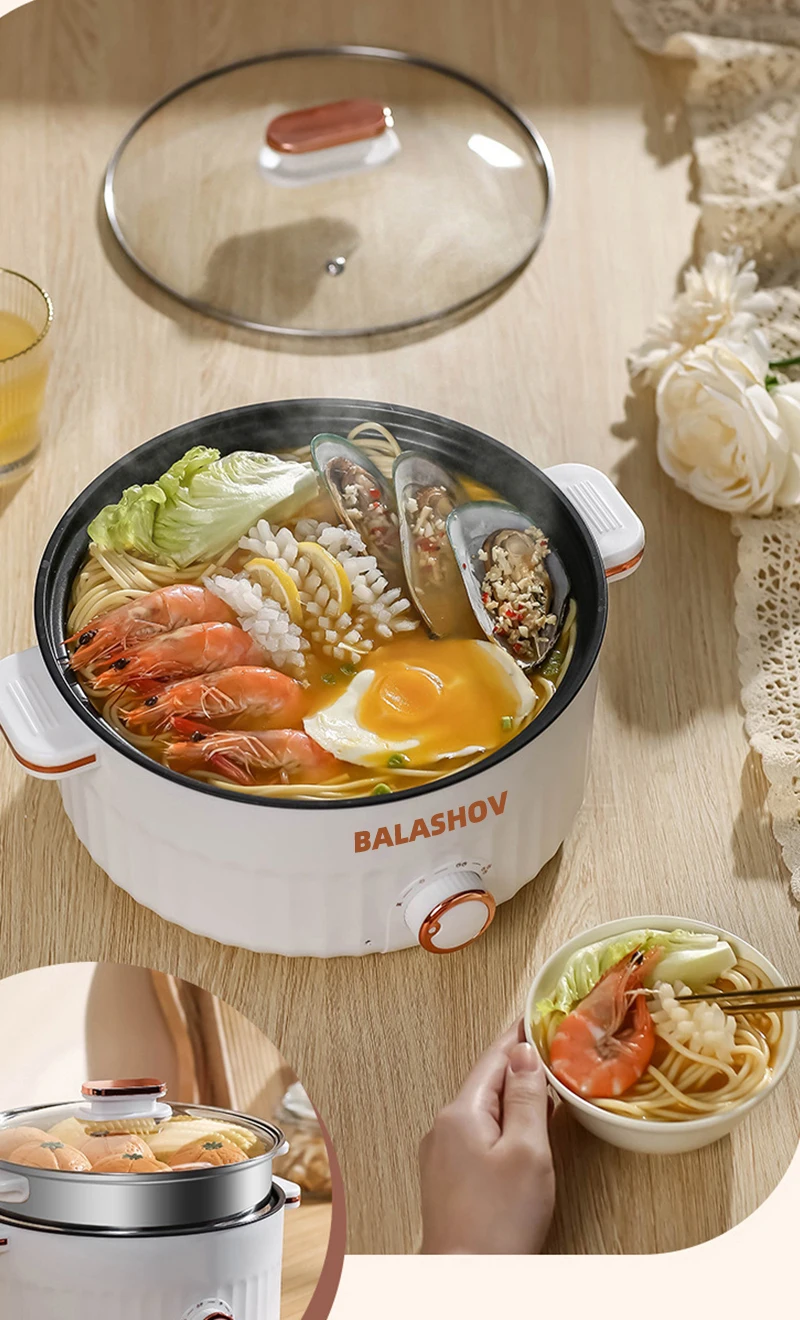 220V 110V Multifunction Cooker Household Single/Double Layer Hot Pot Mini Electric Cooking Machine Hot Pot Non-stick Pan Pots