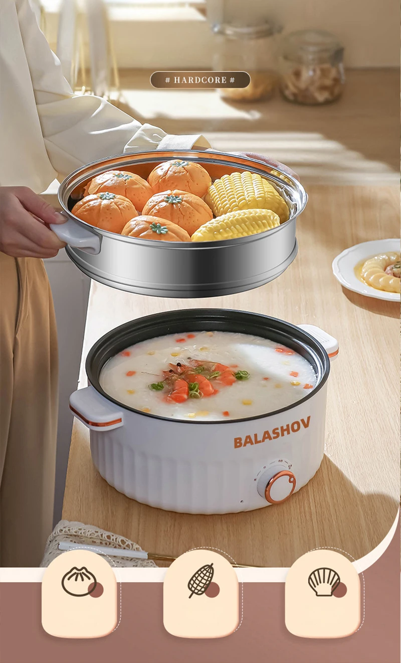 220V 110V Multifunction Cooker Household Single/Double Layer Hot Pot Mini Electric Cooking Machine Hot Pot Non-stick Pan Pots
