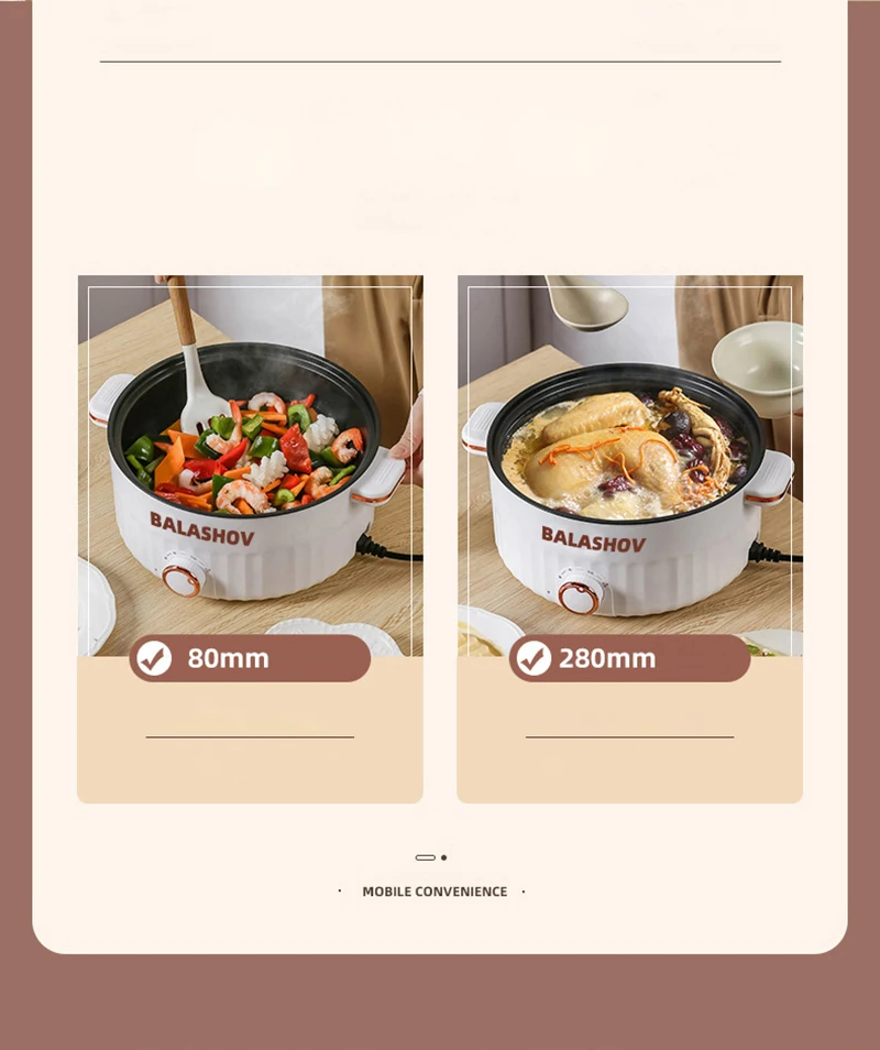 220V 110V Multifunction Cooker Household Single/Double Layer Hot Pot Mini Electric Cooking Machine Hot Pot Non-stick Pan Pots