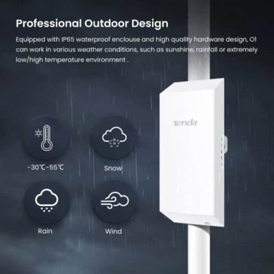 Tenda O1 Outdoor Access Point 300Mbps Long Range Smart Manage Router CPE 2.4GHz PoE Wireless Bridge 8dBi Transmission Waterproof - Image 3