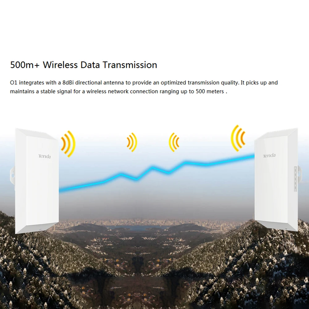 Tenda O1 Outdoor Access Point 300Mbps Long Range Smart Manage Router CPE 2.4GHz PoE Wireless Bridge 8dBi Transmission Waterproof