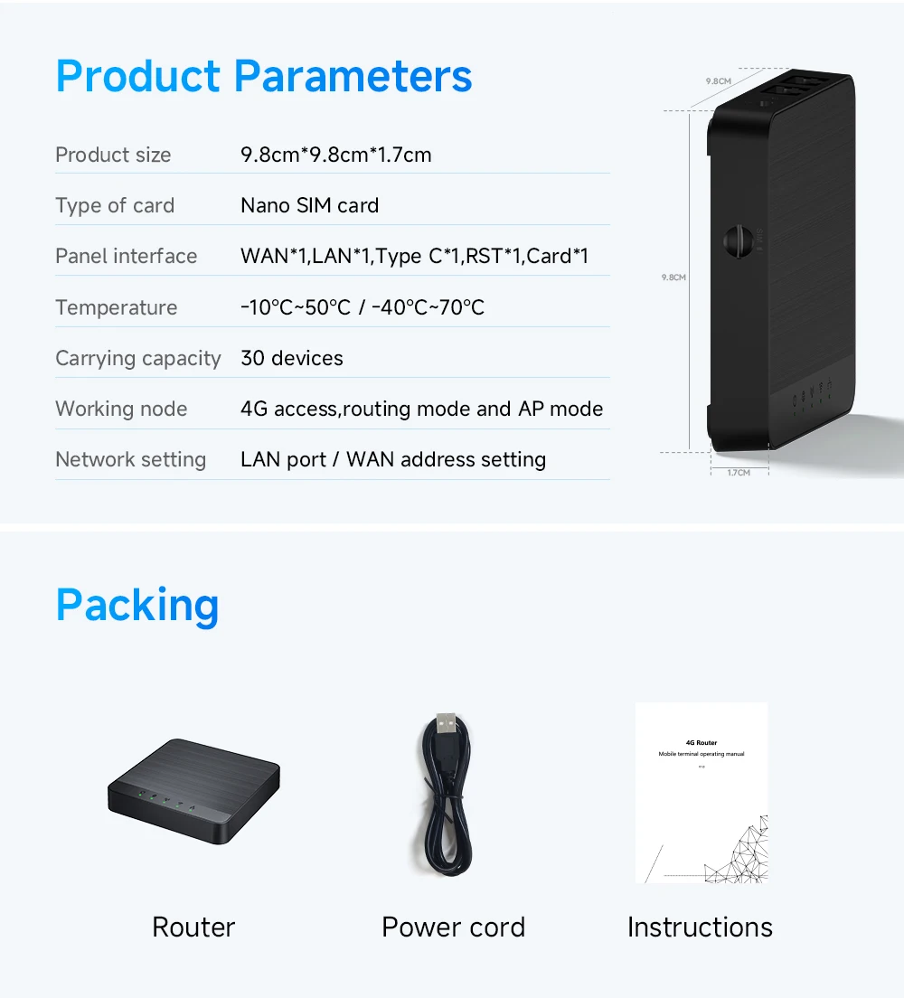 New Mini Box 4G Lte Router Wifi SIM Card Modem 4G Car Wifi Amplifie Support 5V USB Power Supply and 30 Device Connections
