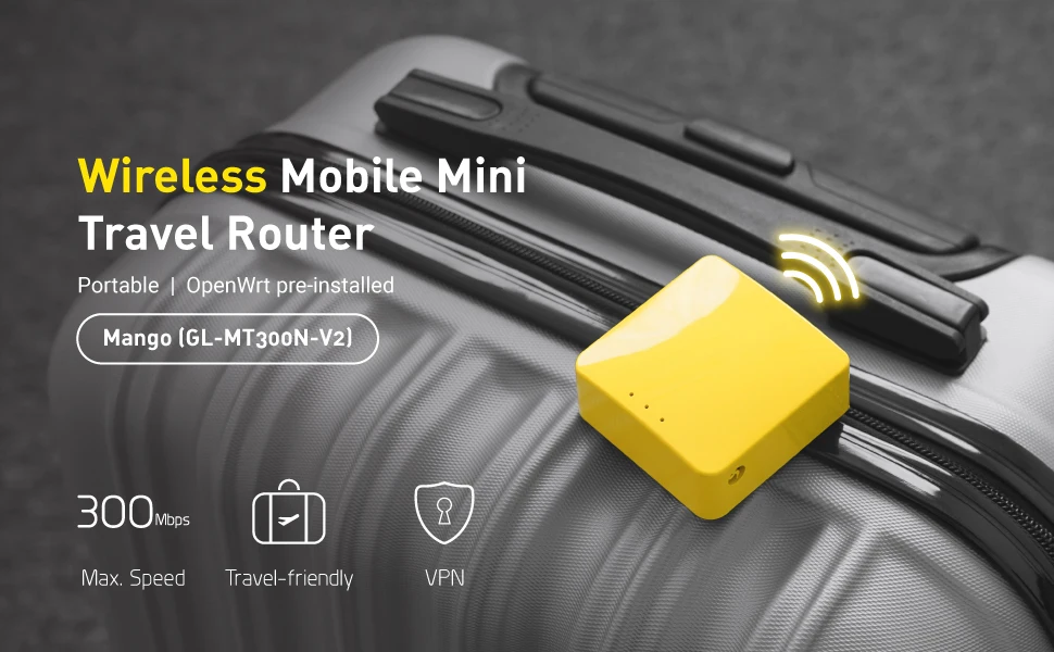 GL.iNet GL MT300N/V2 Mango Wireless Mini Portable VPN Travel Router Mobile Hotspot in Pocket WiFi Repeater Bridge