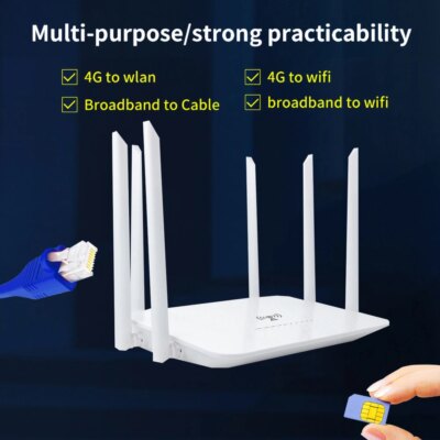 Benton Dual Band AC1200Mbps 4G SIM WiFi Router WiFi5 2.4G 5.8G 4G 4G+ Router with SIM Card Slot VPN WAN LAN 4G LTE WiFi Hotspot - Image 4